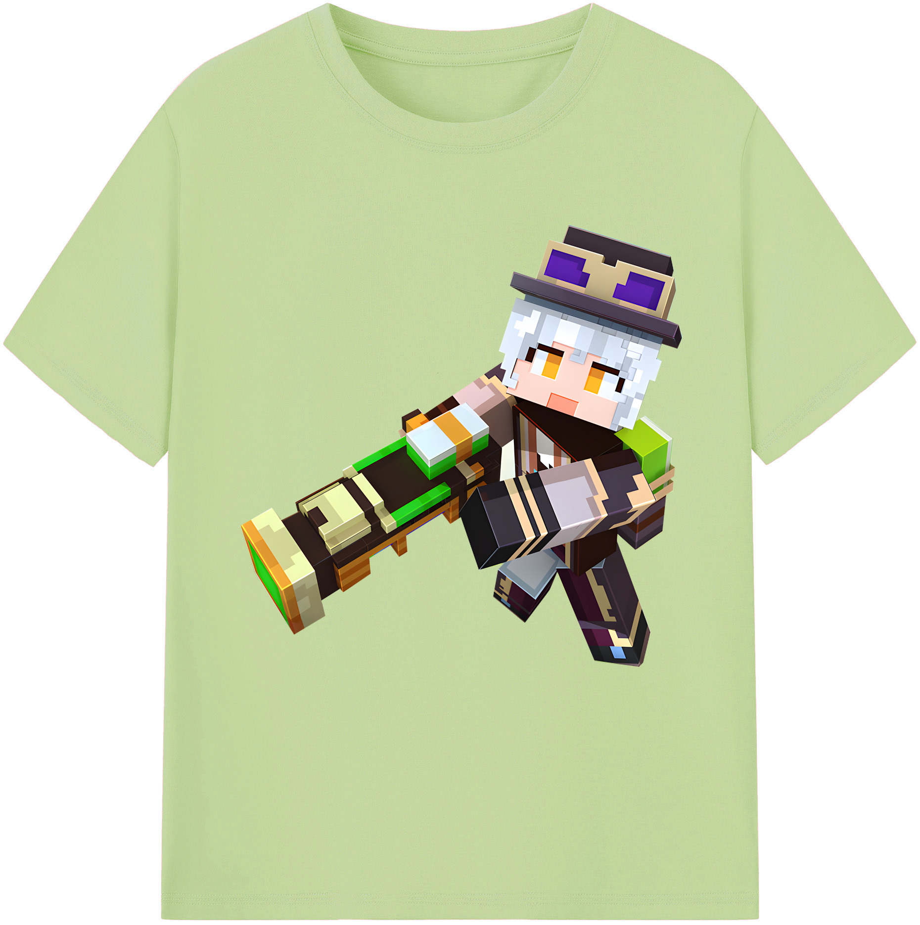 （画像用） マインクラフト ブロックの世界 Minecraft MC Block world 綿100％半袖Tシャツ（フロントプリント）